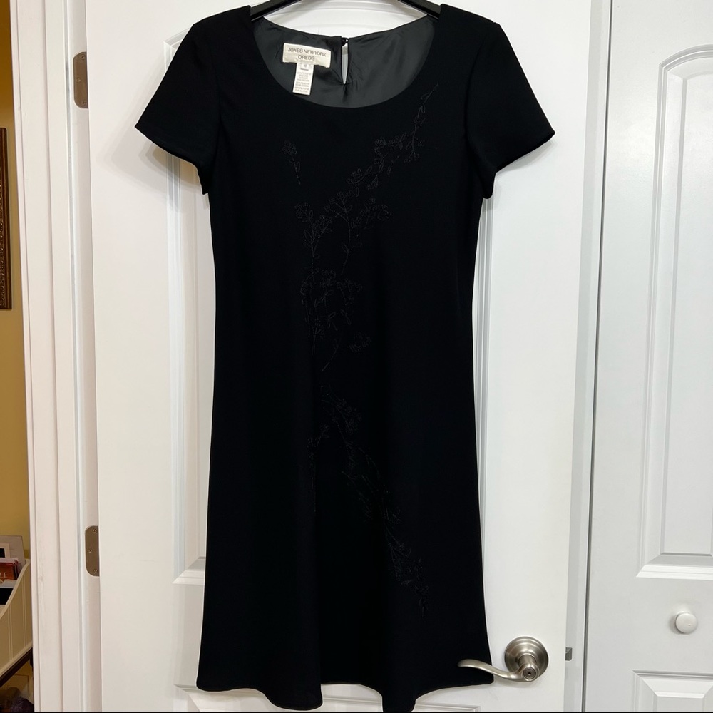 Jones New York Beaded Black Formal Cocktail Dress